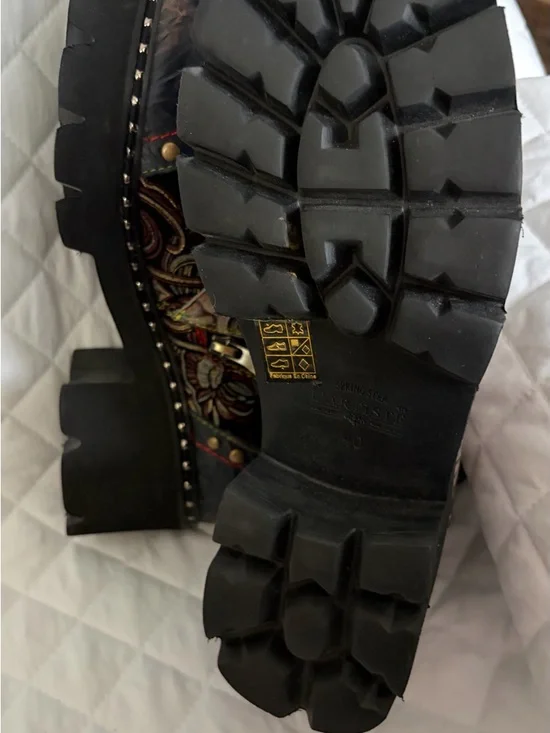 L'ATISTE Multicolor Embossed Lace-Up Combat Booties - Picture 9 of 12